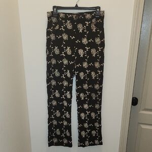 Rare 90s Vintage Cocco Embroidered Cotton Trousers Black/Cream Size 10
